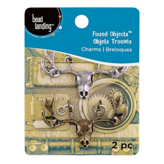 12 Packs: 2 ct. (24 total) Found Objects™ Oxidized Brass & Silver Elk Charms by Bead Landing™
